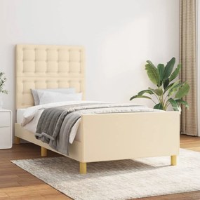 VidaXL Σκελετός Κρεβατιού Χωρίς Στρώμα Κρεμ 100 x 200 εκ. Υφασμάτινο