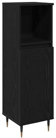 vidaXL Σετ Επίπλων Μπάνιου με πόρτα 3 pcs Μαύρη Οξυά 30 x 30 x 190 εκ