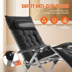 VEVOR Zero Gravity Chair 26" Zero Gravity Recliner Lounge Chair Indoor &amp; Outdoor