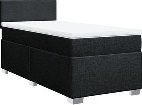 vidaXL Κρεβάτι Boxspring με Στρώμα Μαύρο 90x200 εκ. Υφασμάτινο