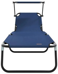 vidaXL Ξαπλώστρα με Σκηνή, Μπλε, από 600D Oxford Ύφασμα