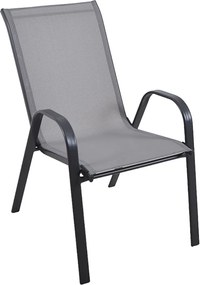 Πολυθρόνα κήπου "Roby" μέταλλο γκρι-textilene γκρι 55x75x95