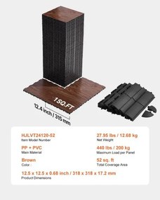 Gym Flooring Set 52 PCS Interlocking PP+PVC Puzzle Rubber Tiles