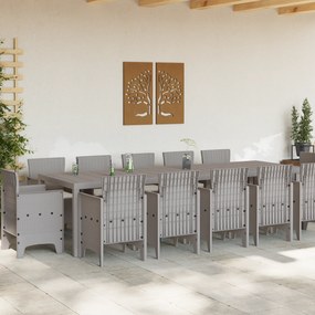 vidaXL Σετ φαγητού κήπου 13 κομματιών με μαξιλάρια Ανοιχτό Γκρι Πολυ Ράτα