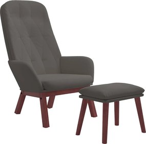 vidaXL Πολυθρόνα Relax με Υποπόδιο Σκούρο Γκρι Βελούδινη