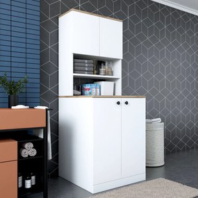 Ντουλάπι Πλυντηρίου Λευκό / Καρυδί FEBOS 70x72.5x183.6
