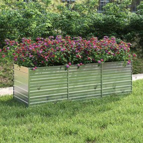 vidaXL Ζαρντινιέρα Υπερυψωμένη Ασημί 240x80x77 εκ. Γαλβανισμ. Χάλυβας