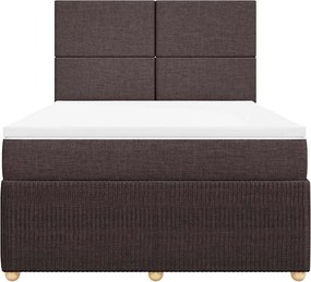 vidaXL Κρεβάτι Boxspring με Στρώμα Σκούρο Καφέ 160x200 εκ Υφασμάτινο