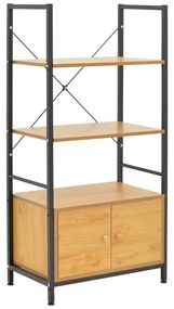 Ραφιέρα επιδαπέδια με ντουλάπι Kuili pakoworld μέταλλο μαύρο-mdf σε oak απόχρωση 60x36x121εκ