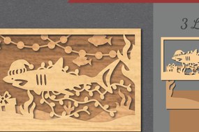 Σετ των 2 Intra απο ξύλο plywood 3mm-4mm πάχος – Υποβρύχια χριστουγεννιάτικη σκηνή κοπής με λέιζερ Δίασταση 20x20 cm INTRAFABR-112552016