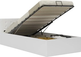 vidaXL Πλαίσιο Κρεβατιού με Αποθηκ. Χώρο Λευκό 90x200 εκ. Συνθ. Δέρμα