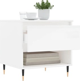 vidaXL Τραπεζάκια Σαλονιού 2 τεμ. Γυαλ. Λευκό 50x46x50 εκ. Επεξ. Ξύλο