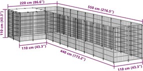 vidaXL Σπιτάκι Σκύλου Μαύρο 7,26 μ² Ατσάλινο