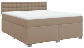 Κρεβάτι Boxspring με Στρώμα Καπουτσίνο 180x200 εκ. Συνθ. Δέρμα - Καφέ