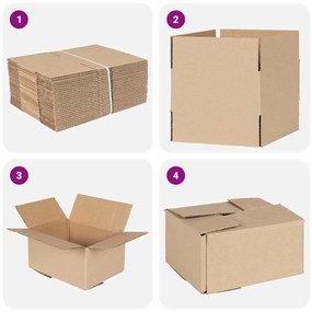 vidaXL Πτυσσόμενο Κουτί 50 pcs Καφέ 20 x 15 x 10 εκ. Χαρτόνι