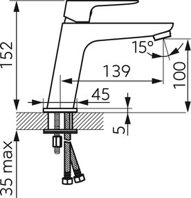 Ferro Vitto Verdeline BVI2VL - Μπαταρία νιπτήρα χρωμέ