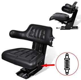 vidaXL Κάθισμα Τρακτέρ με Ανάρτηση Μαύρο