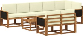 vidaXL Σειρά Καναπέ Εξωτερικού 9 pcs Φυσικό και Κρέμα Πολυεστέρας