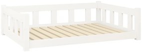 vidaXL Κρεβάτι Σκύλου Λευκό 105,5x75,5x28 εκ. από Μασίφ Ξύλο Πεύκου