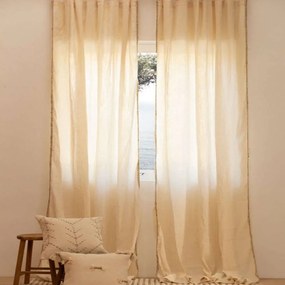 Κουρτίνα Asana Με Τιράντες LBTCAASAN140CRU Ecru Calma House 140X280 140x280cm 100% Cotton
