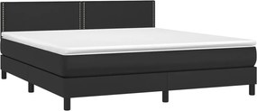 vidaXL Κρεβάτι Boxspring με Στρώμα &amp; LED Μαύρο 180x200 εκ. Συνθ. Δέρμα