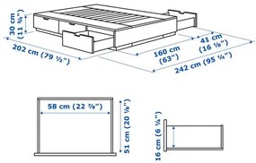 NORDLI κρεβάτι με αποθηκευτικό χώρο, 160x200 cm 003.498.49