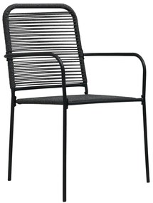 vidaXL Σετ Τραπεζαρίας Κήπου 7 τεμ. Μαύρο Ατσάλι Βαμβακερό Σχοινί