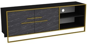 Έπιπλο Τηλεόρασης Polka 875ZNA3060 160x38,5x56,6cm Marble Effect Black-Gold