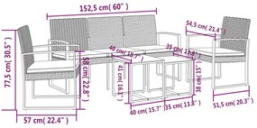 vidaXL Σετ Τραπεζαρίας Κήπου 5 τεμ. Καφέ Ρατάν Πολυπρ/λενίου & Μαξιλ.