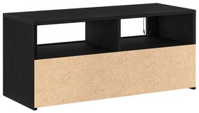 vidaXL Ντουλάπι τηλεόρασης με LED Μαύρη Δρυς 90x35x40 εκ. Επεξεργασμένο ξύλο