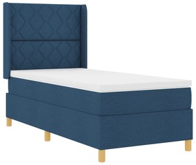 vidaXL κρεβάτι box spring  με στρώμα & LED μπλε 90x200 εκ. ύφασμα
