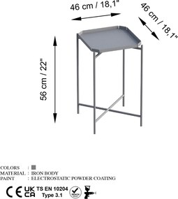 Τραπεζάκι Σαλονιού Γκρι SHB 46x46x56