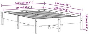 Σκελετός Κρεβ. Χωρίς Στρώμα Καφέ Κεριού 135x190 εκ Μασίφ Πεύκο - Καφέ