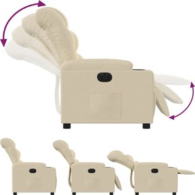 vidaXL Πολυθρόνα Ανακλινόμενη Ηλεκτρική Κρεμ Υφασμάτινη