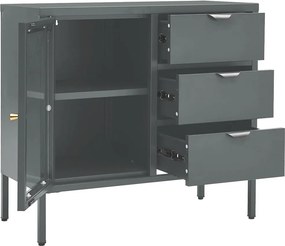 vidaXL Μπουφές Ανθρακί 75 x 35 x 70 εκ. από Ατσάλι και Ψημένο Γυαλί