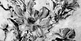 Εικόνα με μοντέρνα ζωγραφισμένα καλοκαιρινά λουλούδια σε μαύρο & άσπρο - 100x50