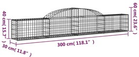 Συρματοκιβώτιο Τοξωτό 300 x 30 x 40/60 εκ. Γαλβανισμένο Ατσάλι - Ασήμι