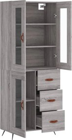 vidaXL Ντουλάπι Γκρι Sonoma 69,5 x 34 x 180 εκ. Επεξεργασμένο Ξύλο