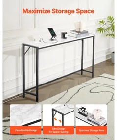 VEVOR Marble Console Table Modern Narrow Long Console Table with Power Outlet