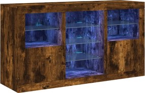 vidaXL Μπουφές με LED Καπνιστή Δρυς 123 x 37 x 67 εκ.