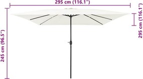 vidaXL Ομπρέλα Κήπου Άμμος 295 x 295 x 245 εκ Πολυεστέρας και Χάλυβας