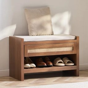 VEVOR Rattan Bench Woven Bench 30.9 Inches for Entryway Living Room &amp; Bedroom