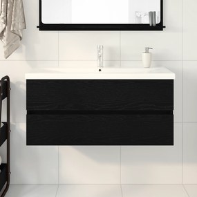 vidaXL Ντουλάπι Νιπτήρα με Ενσωματωμένο Νιπτήρα Μαύρης Δρυός Κατασκευασμένου Ξύλου