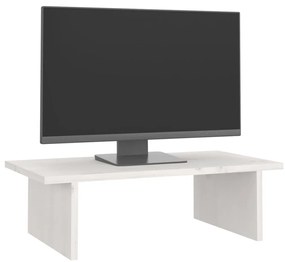 vidaXL Βάση Οθόνης Λευκή 50 x 27 x 15 εκ. από Μασίφ Ξύλο Πεύκου