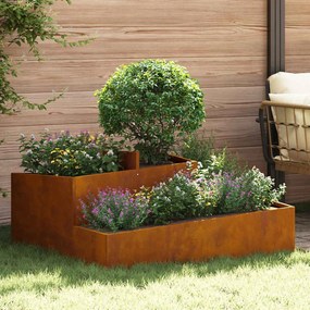 vidaXL Γλάστρα Κήπου Καφέ 100 x 100 x 50 cm Ατσάλι σκληρυθέν στον αέρα