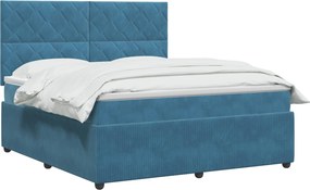 vidaXL Κρεβάτι box spring με στρώμα Μπλε 140 x 200 cm Βελούδο