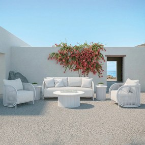 Σαλόνι Κήπου Kamari-3 01-00-2799 (Σετ 6Τμχ) Με Μαξιλάρια White 5 Θέσεων