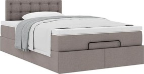 vidaXL Οθωμανικό κρεβάτι με στρώμα Taupe 120x190 cm Ύφασμα