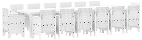 vidaXL Σέτ φαγητού για κήπο 15 pcs Λευκό Rattan Polt
