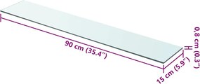 vidaXL Ράφια Πάνελ 2 τεμ. Διάφανα 90 x 15 εκ. Γυάλινα